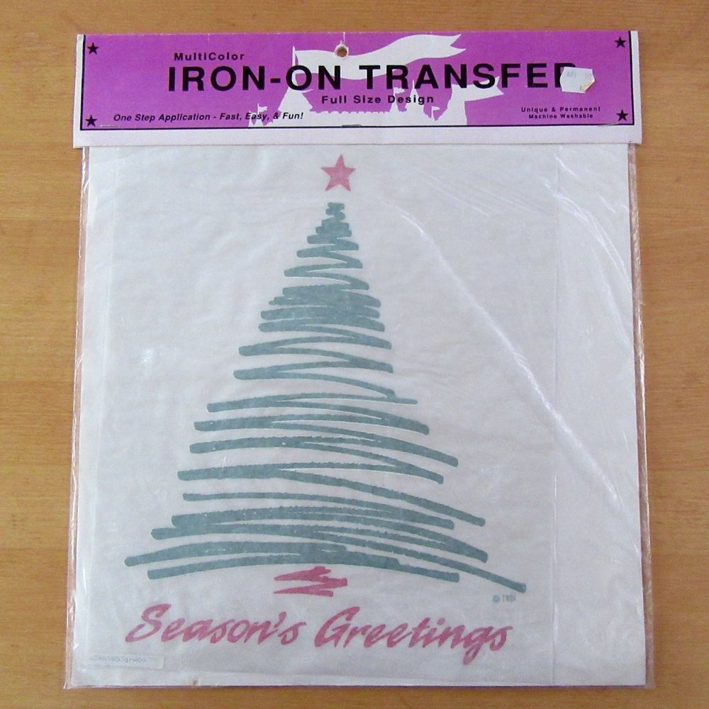 Vintage retro Christmas Tree large iron on transfer - Season's Greetings